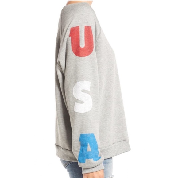 Gray Sweatshirt with USA Sleeve Accents - Picture 2 of 3